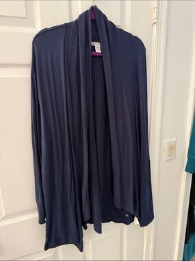 Athleta Dark Navy Open-Front Draped Cardigan